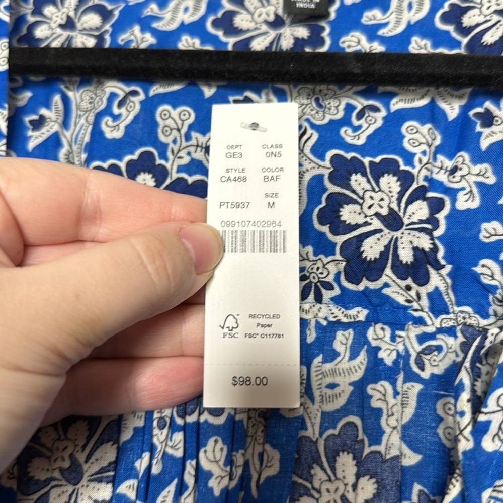 J. Crew Tiered Tie-Front Beach Dress in Cobalt Floral Cotton Voile - Picture 5 of 8